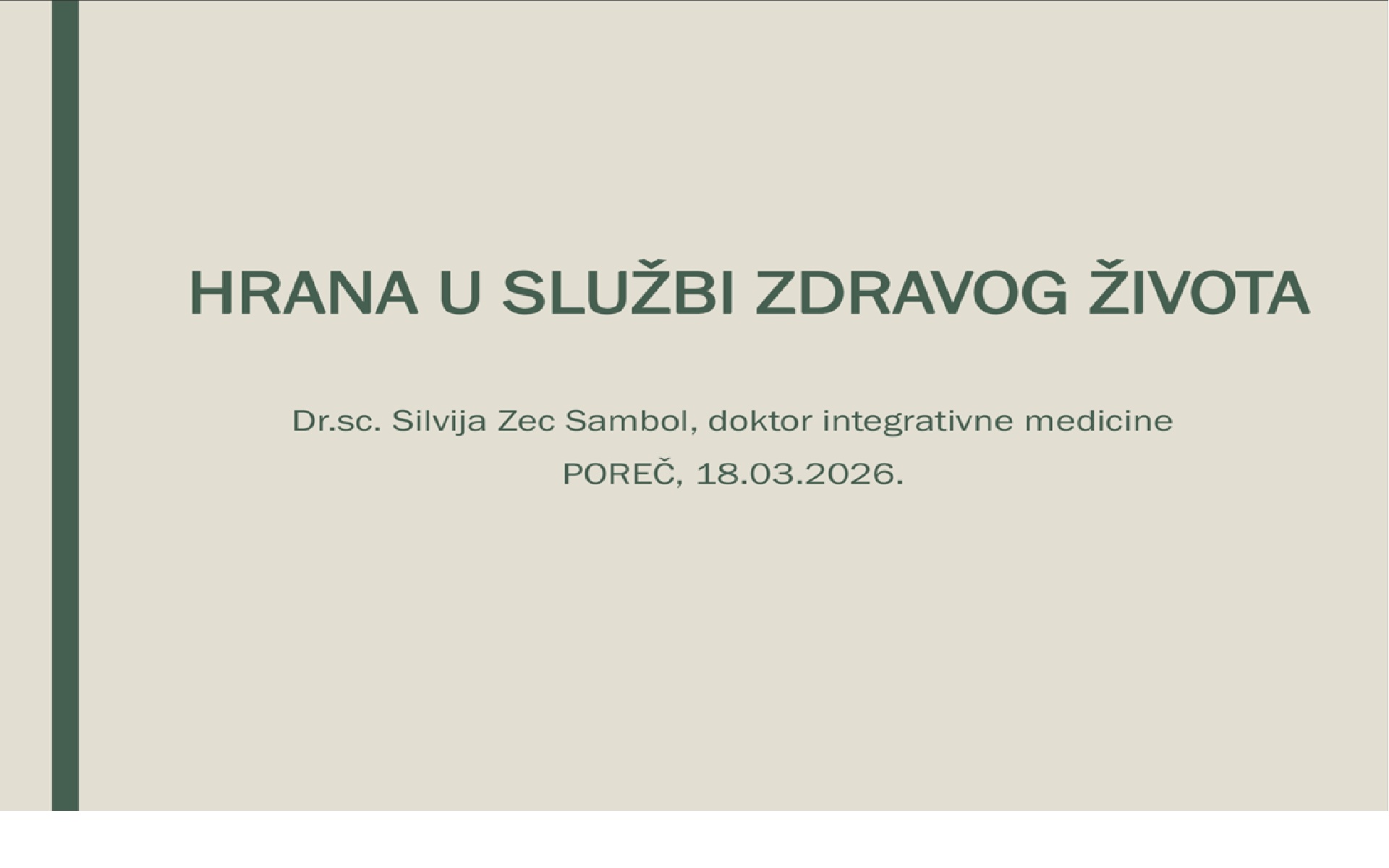 SILVIJA ZEC SAMBOL - Hrana u službi zdravog života