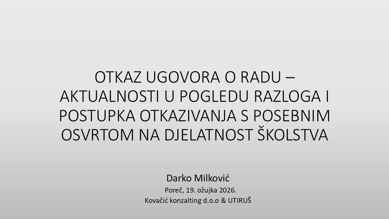 DARKO MILKOVIĆ - Aktualnosti kod otkaza