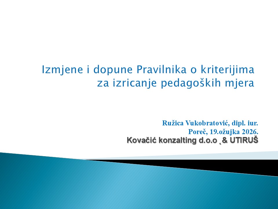 RUŽICA VUKOBRATOVIĆ - Izmjene i dopune Pravilnika o kriterijima za izricanje pedagoških mjera