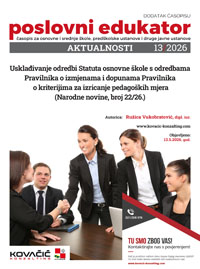 Dodatak časopisu broj 13/2026 - Usklađivanje odredbi Statuta osnovne škole s odredbama Pravilnika o izmjenama i dopunama Pravilnika  o kriterijima za izricanje pedagoških mjera (Narodne novine, broj 22/26.)